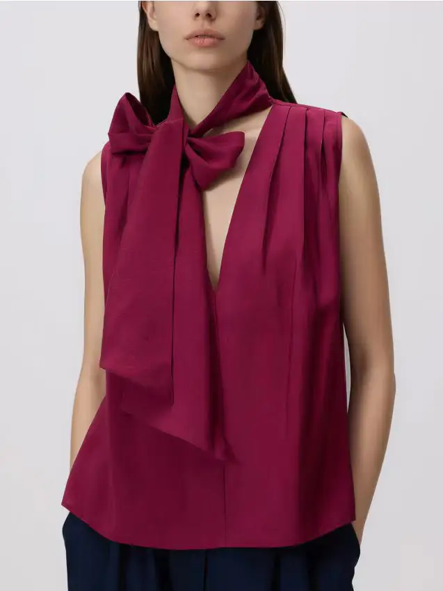 Blusa con sciarpa - maroon