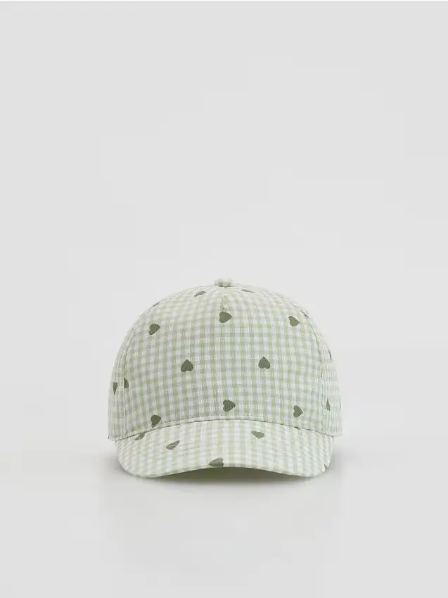 Capello con visiera e fiocco - verde polveroso