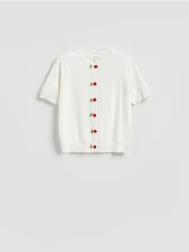 Cardigan con bottoni decorativi - bianco