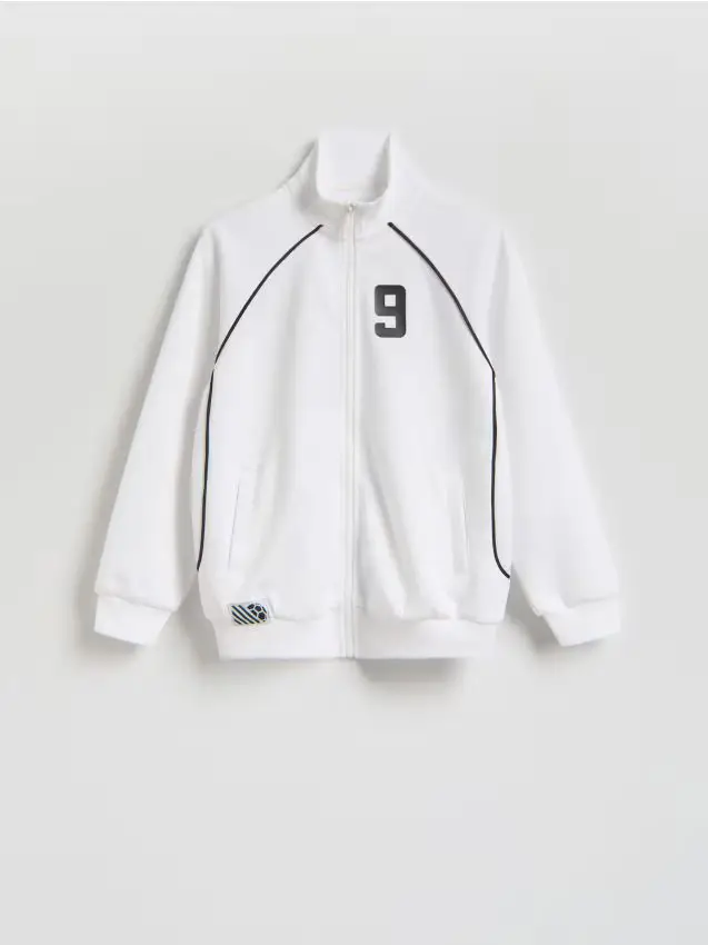 Felpa con zip e viscosa - bianco