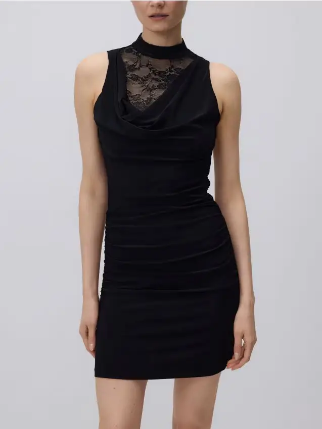 Mini abito con pizzo - nero