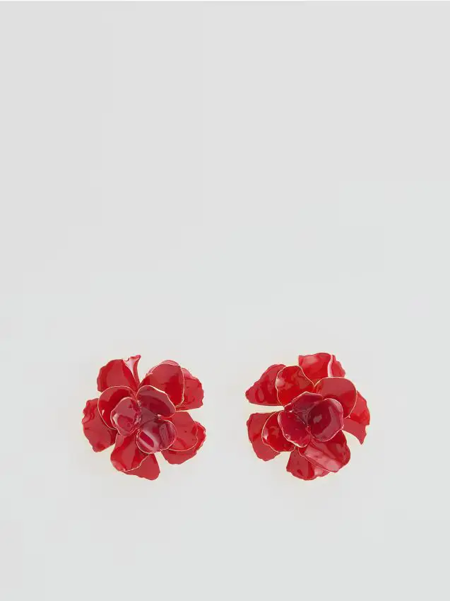Orecchini a forma di fiore - rosso