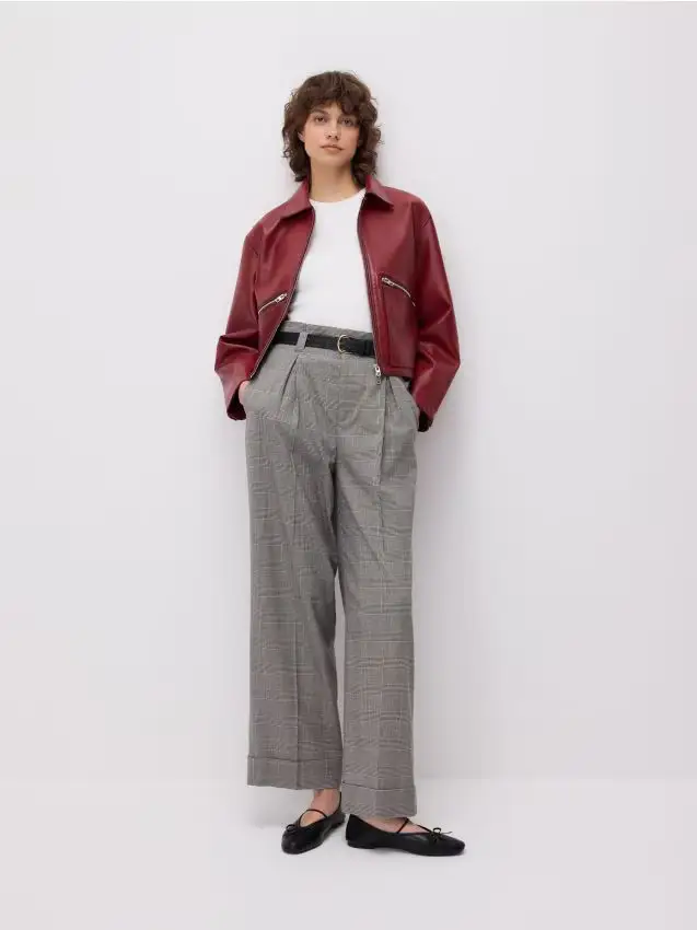 Pantaloni a gamba ampia con cintura - multicolore