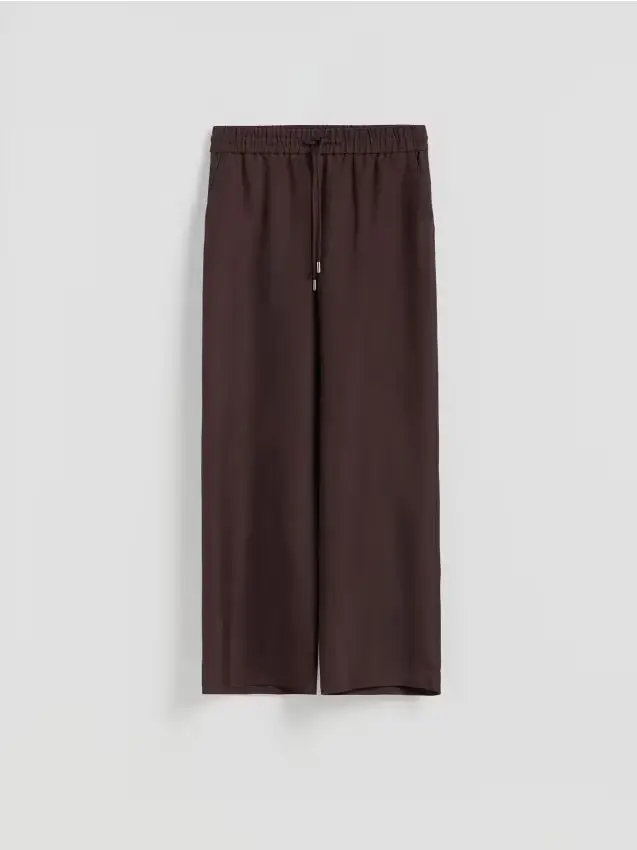 Pantaloni larghi in lino - marrone scuro