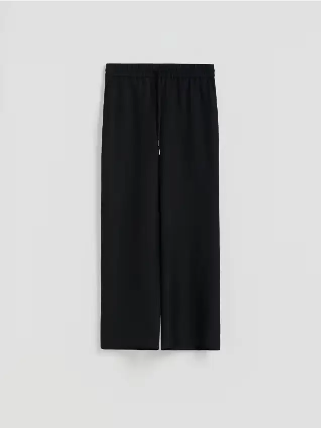 Pantaloni larghi in lino - nero