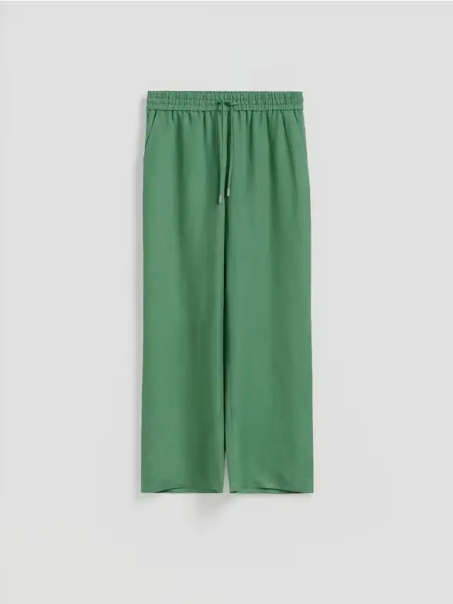 Pantaloni larghi in lino - verde