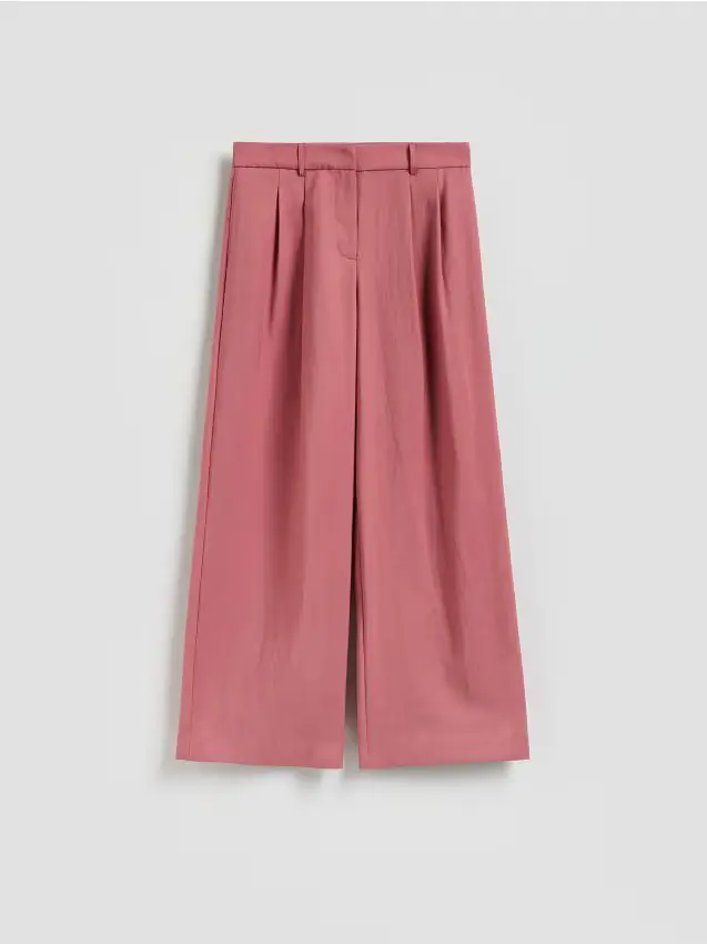 Pantaloni larghi in misto viscosa - rosa cipria