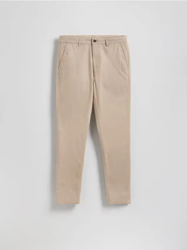 Pantaloni slim chino in cotone - beige