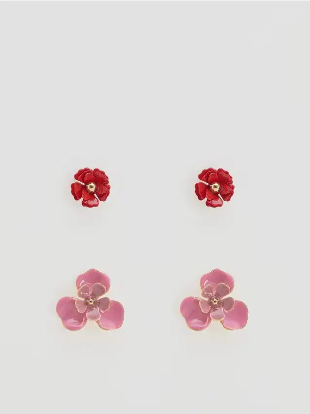 Set di orecchini a forma di fiori - multicolore