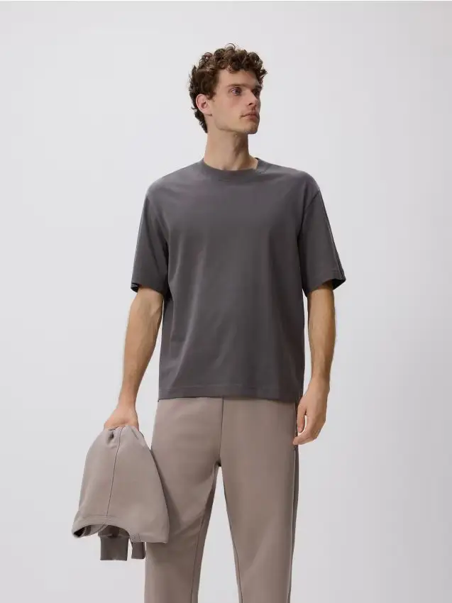 T-shirt in cotone boxy - grigio scuro