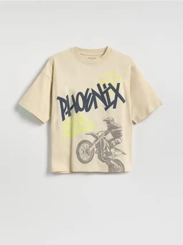 T-shirt in cotone stampato - beige