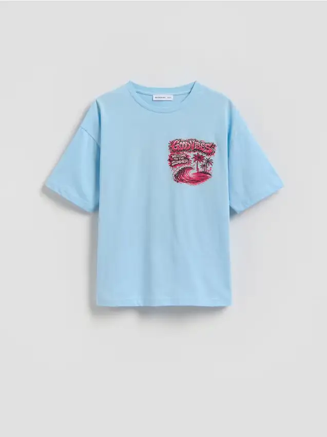 T-shirt in cotone stampato - blu pallido