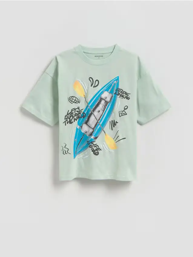 T-shirt in cotone stampato - blu pallido