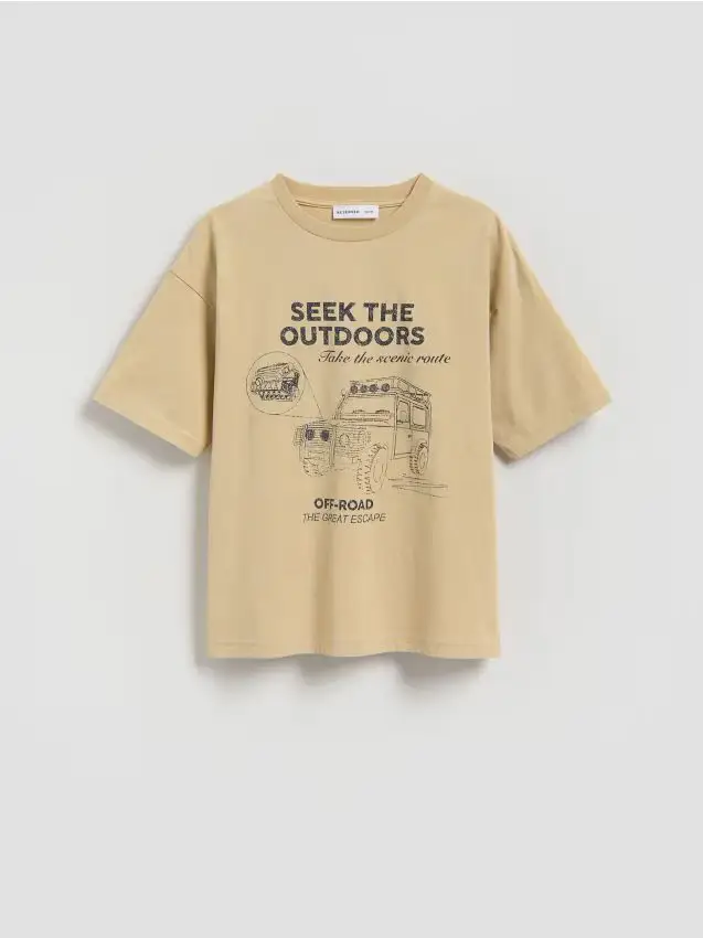 T-shirt in cotone stampato - panna