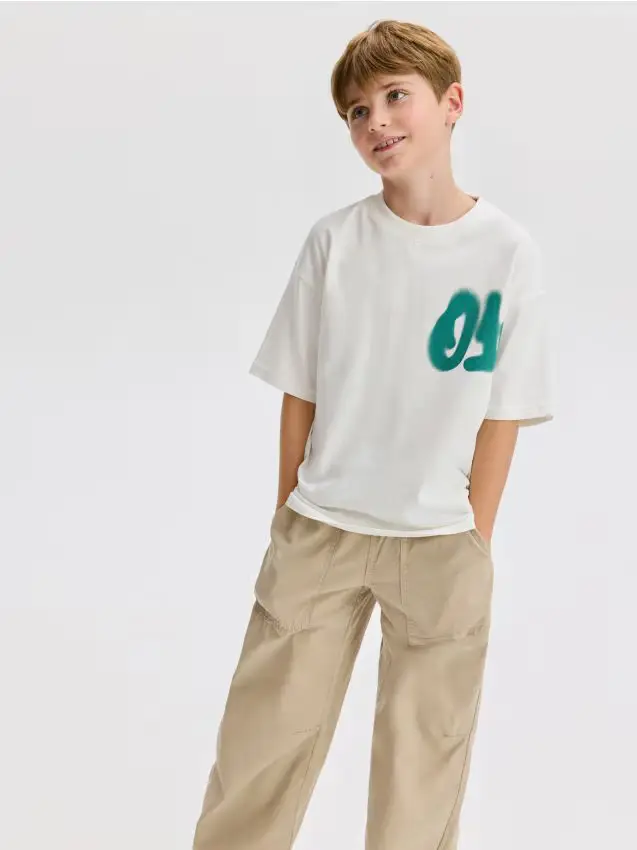 T-shirt oversize in cotone - panna