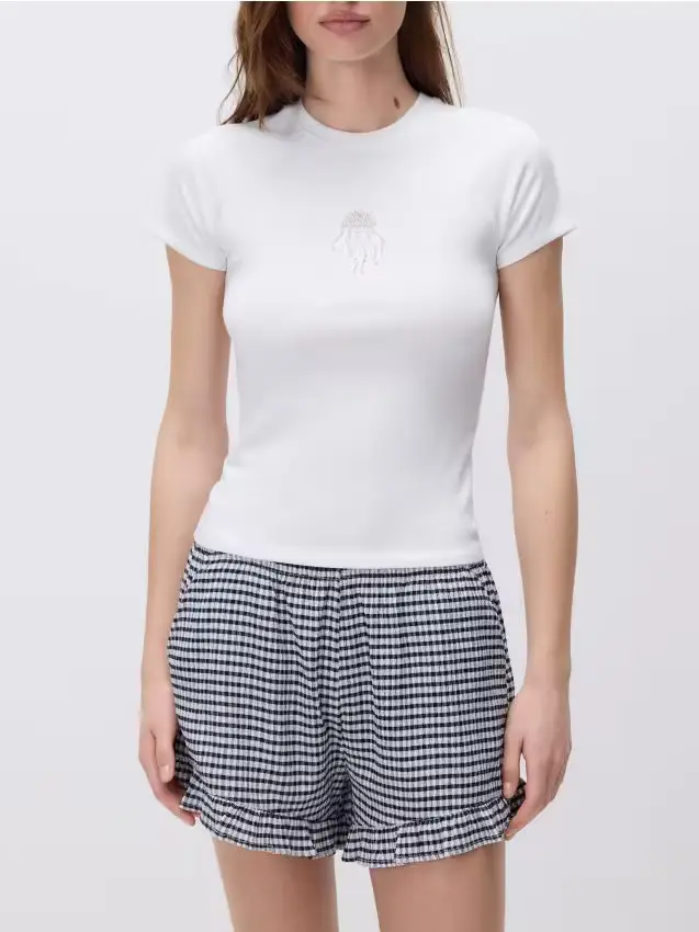 Top con perline - bianco