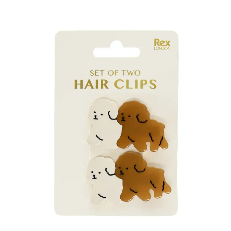 Rex London Fermaglio per capelli da ragazza Puppies (x2) Marron