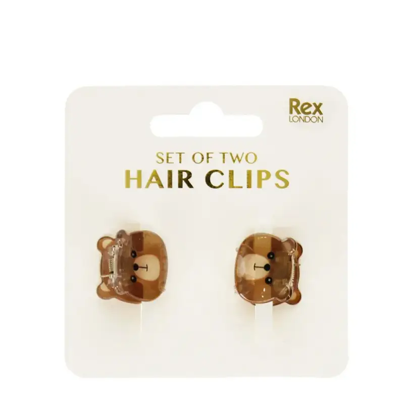 Rex London Mini forcella per capelli bambina Bears (x2) Marron