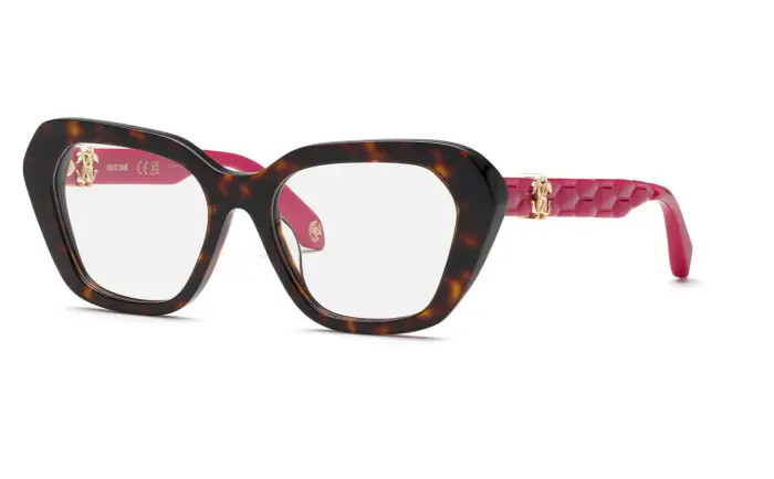 Roberto Cavalli Donna VRC070V 743 Montature da vista Acetato Havana Geometrica