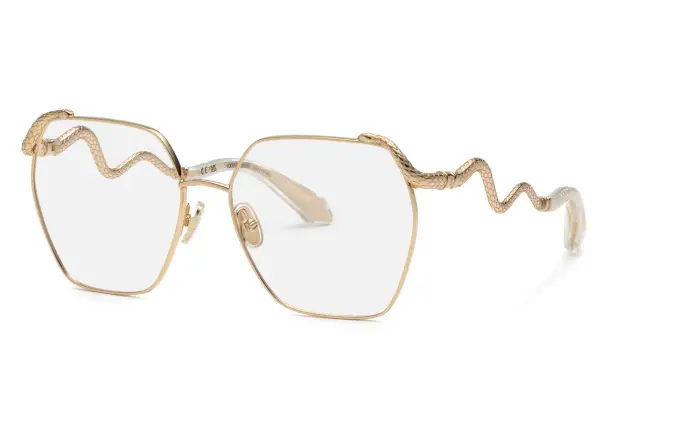 Roberto Cavalli Donna VRC103 300 Montature da vista Metallo Oro Geometrica