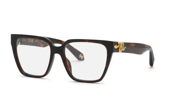 Roberto Cavalli Donna VRC145M 743 Montature da vista Acetato Havana Farfalla