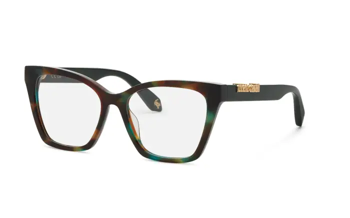 Roberto Cavalli Donna VRC159M 0V34 Montature da vista Acetato Havana Farfalla
