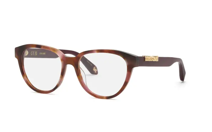 Roberto Cavalli Donna VRC160M 01GQ Montature da vista Acetato Havana Geometrica