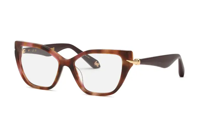 Roberto Cavalli Donna VRC161M 01GQ Montature da vista Acetato Havana Farfalla