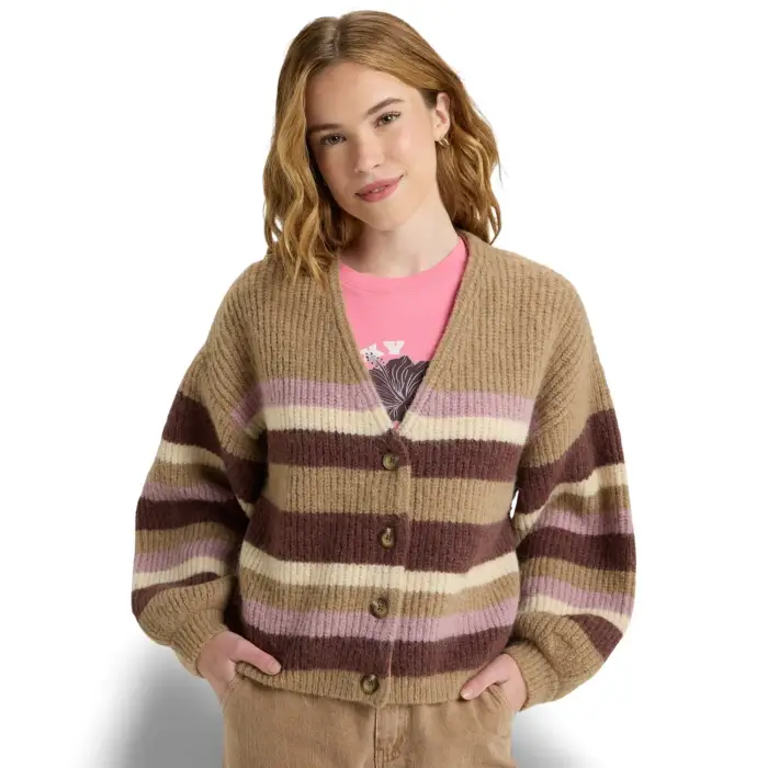 Cardigan da donna Roxy Marble Tiles Stripe Marron