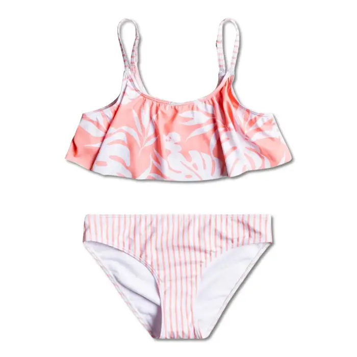 Costume da bagno 2 pezzi per bambina Roxy Flowers Addict Flutter Rose