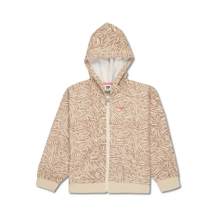 Felpa con cerniera a cappuccio da bambina Roxy Twenty Five Miles Brshd Beige