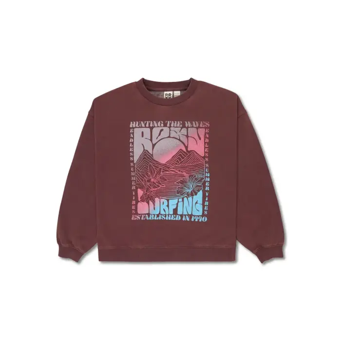 Felpa da bambina Roxy Lineup Crew Brushed Rg Marron
