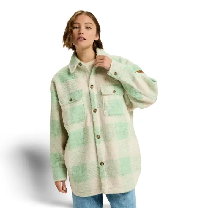 Polo a quadri con bottone di chiusura donna Roxy Over And Above Vert