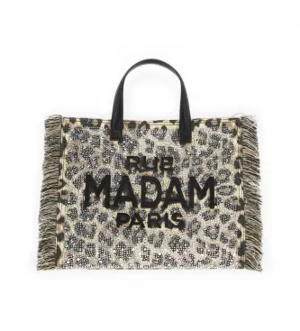 RUE MADAM PARIS per donna 1528 Borsa tote Casablanca con stampa animalier (OSFA), Casual, Animal Print, Poliuretano Oro