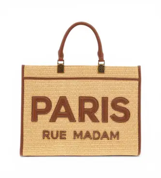 RUE MADAM PARIS per donna 1533 Borsa Iconique Tote in paglia marrone (OSFA), Casual, Poliuretano