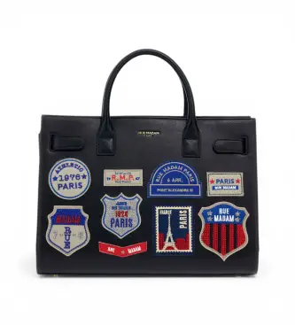 RUE MADAM PARIS per donna 1568 Borsa tote nera St Germain (OSFA), Nero, Casual, Poliuretano Oro