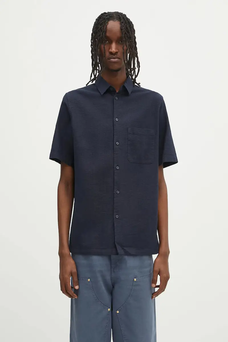 Samsoe Samsoe camicia di lino Sataro Blu navy