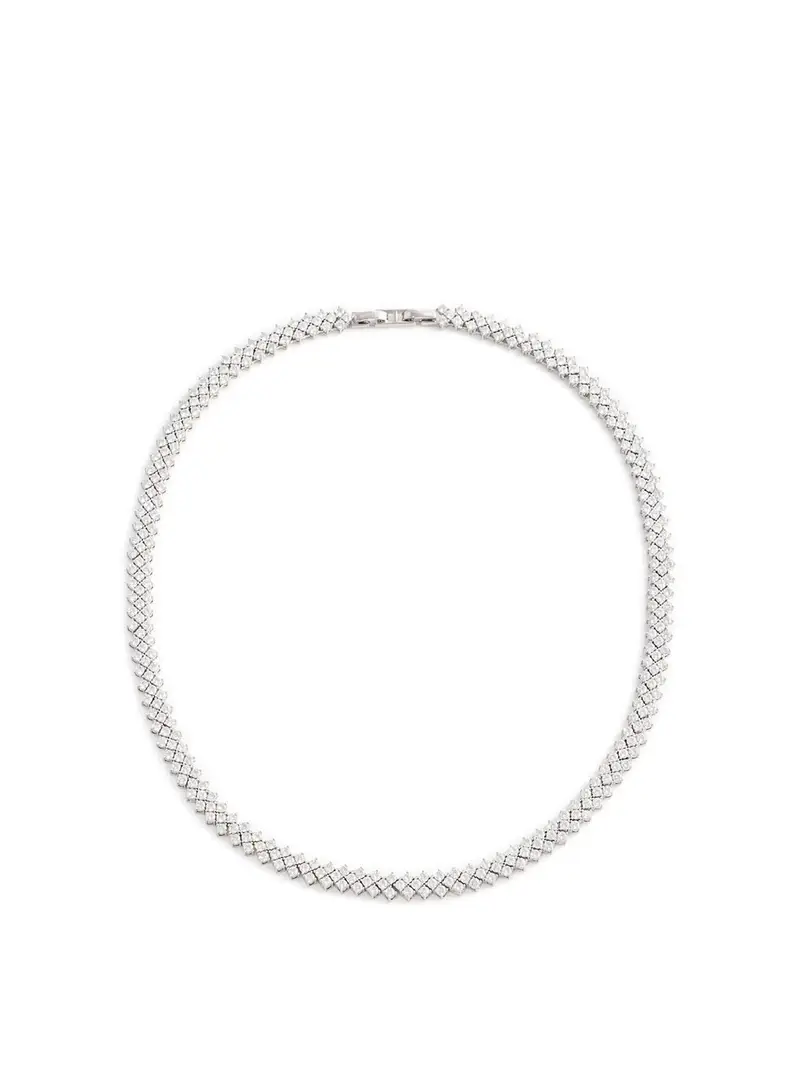 Self Portrait Collana di cristalli d argento Metallico