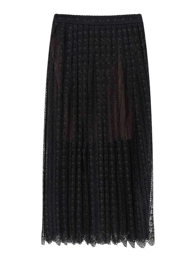 Self Portrait Gonna In Pizzo E Organza Nero