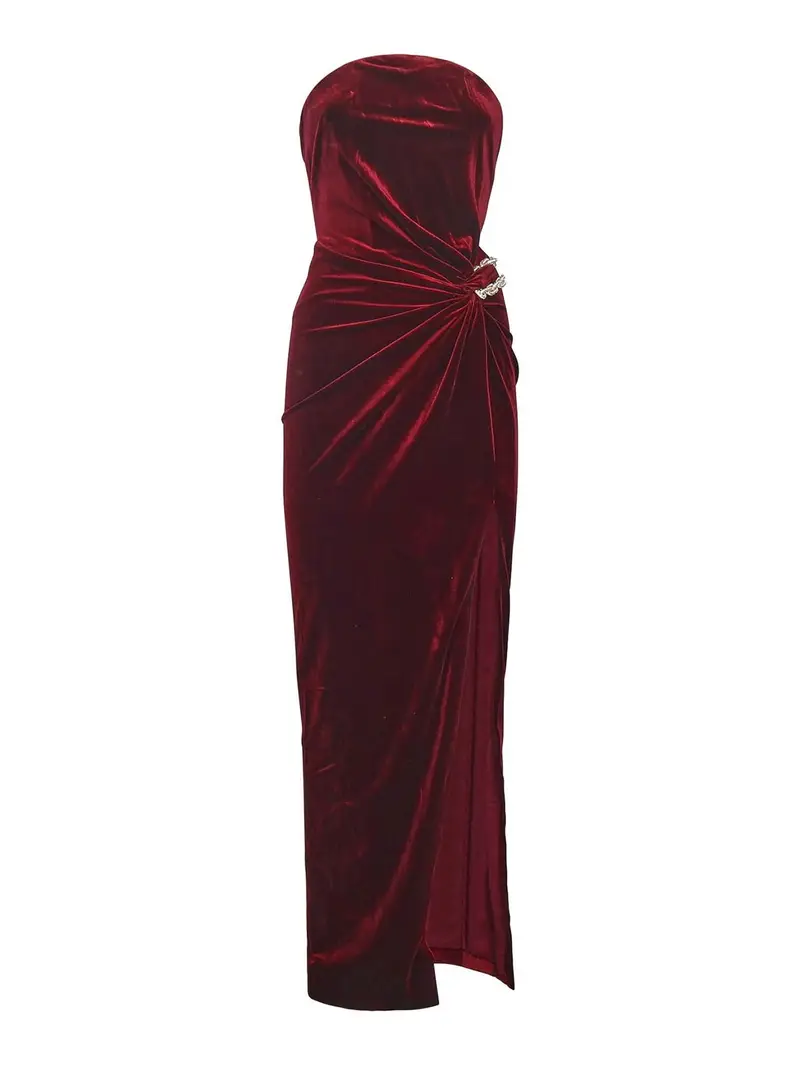 Self Portrait Maxi Vestito in velluto Viola