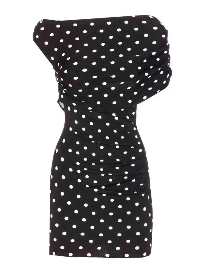 Self Portrait Miniabito a pois Nero