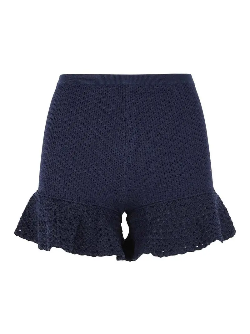 Self Portrait Pantaloncini in misto viscosa blu navy Blu scuro