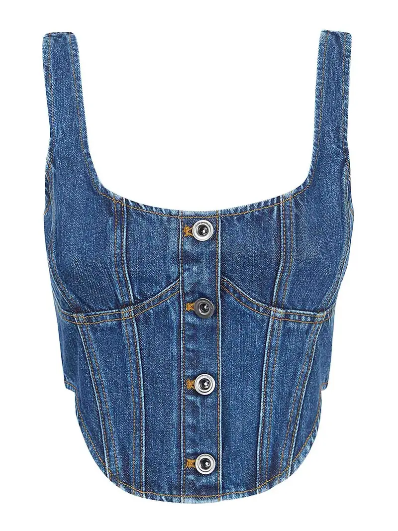 Self Portrait Parte superiore del corsetto di jeans Blu
