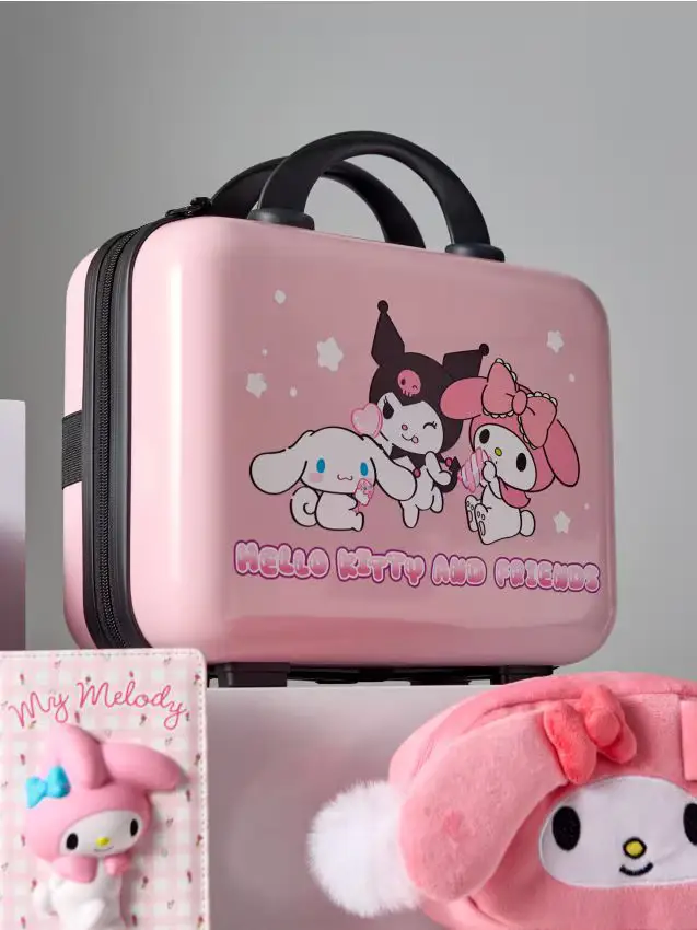 Sinsay Beauty case rigido con manico Hello Kitty and Friends - rosa pastello