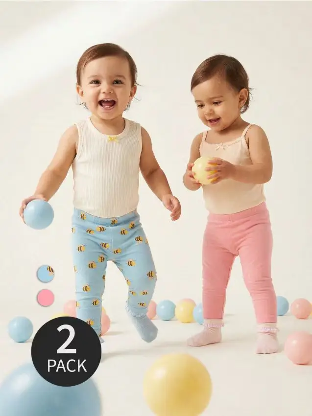 Sinsay Confezione da 2 leggings in cotone - azzurro
