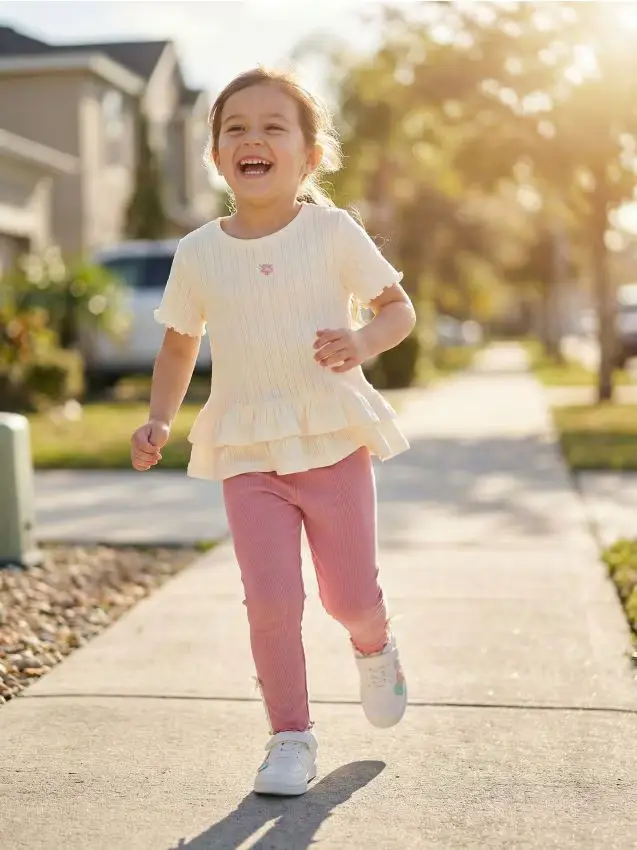Leggings a costine - rosa cipria