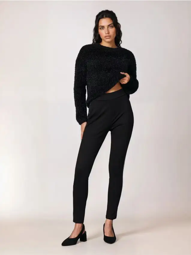 Sinsay Leggings con banda di cristalli - nero