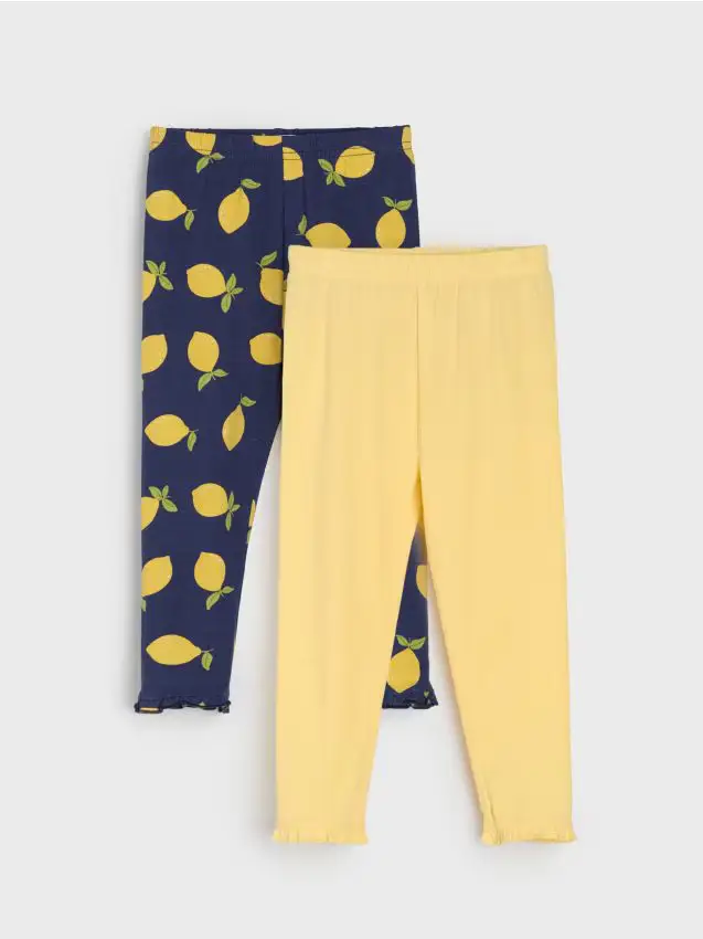 Sinsay Leggings in cotone con motivo di limoni 2 pack - blu scuro