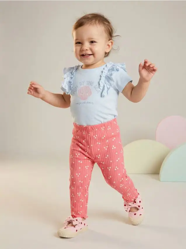 Sinsay Leggings in cotone con motivo - orchidea