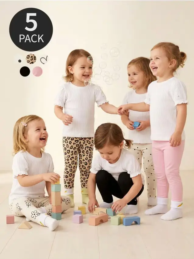 Sinsay Leggings in cotone, confezione da 5 pezzi - panna